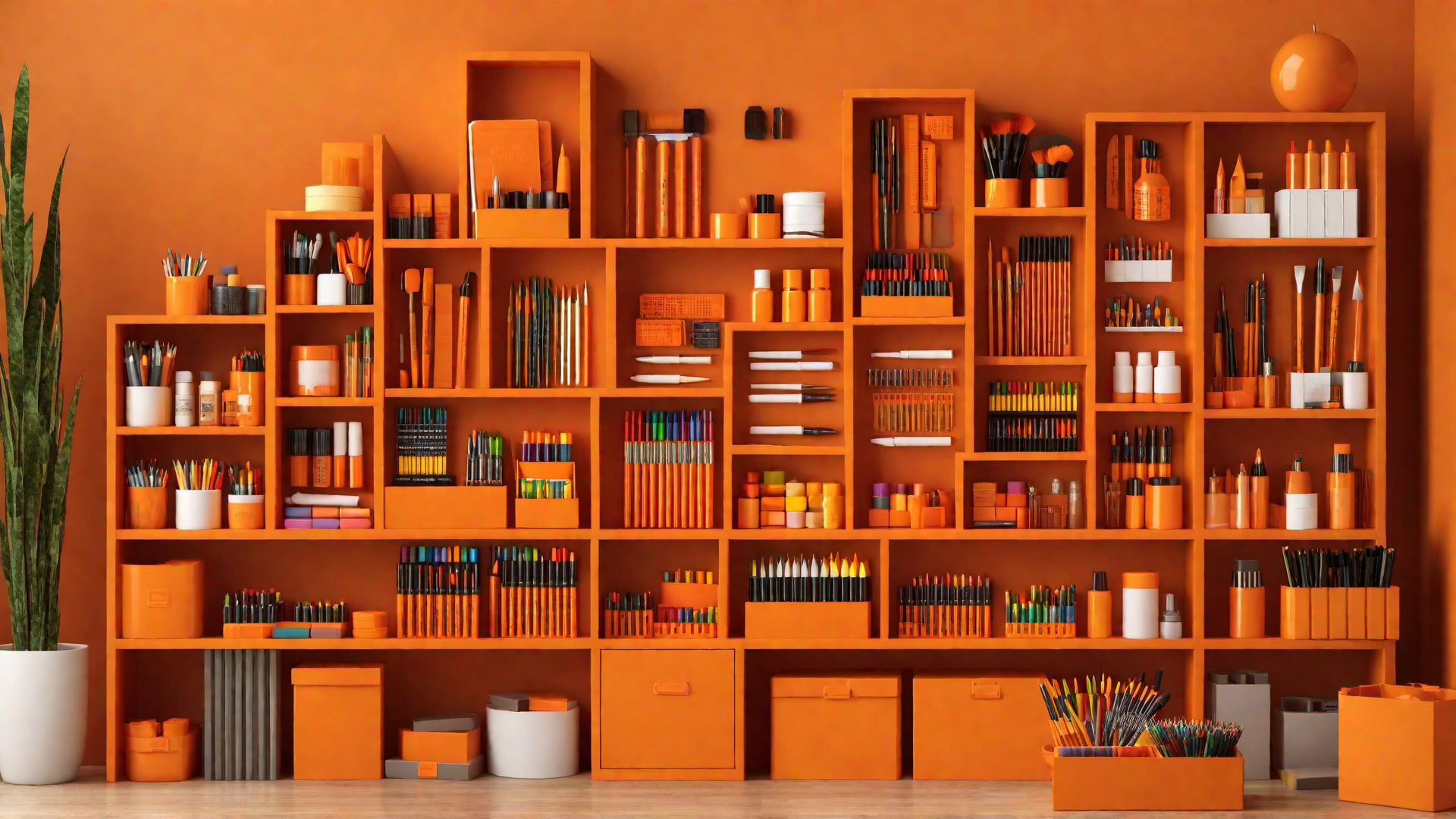 Inspiring Creativity: Orange Art Supplies Storage