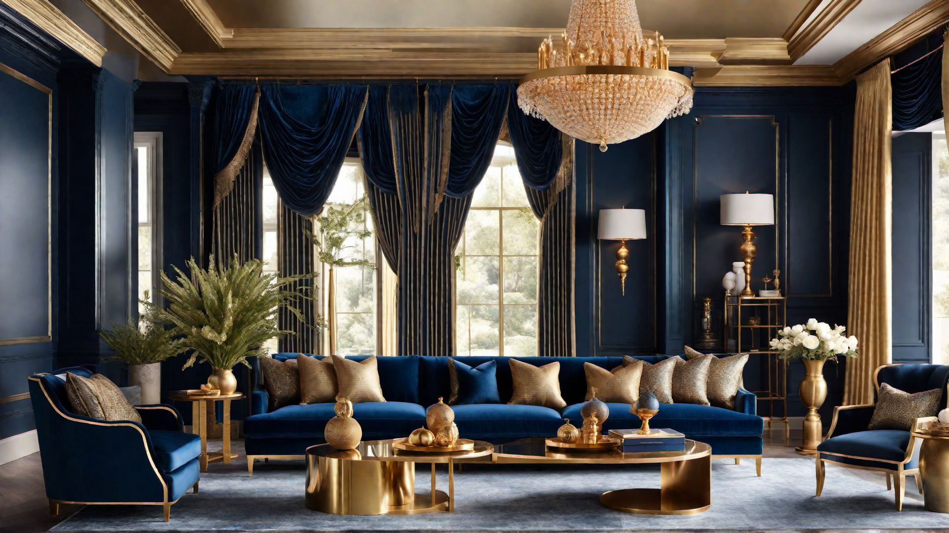 Timeless Appeal: Blue and Gold Accents in the Living Room