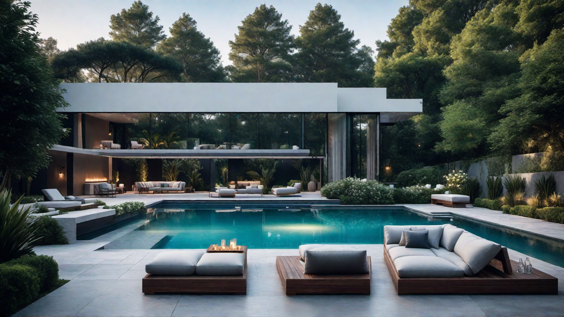 Elegant Pool House with Lounge Area and Bar