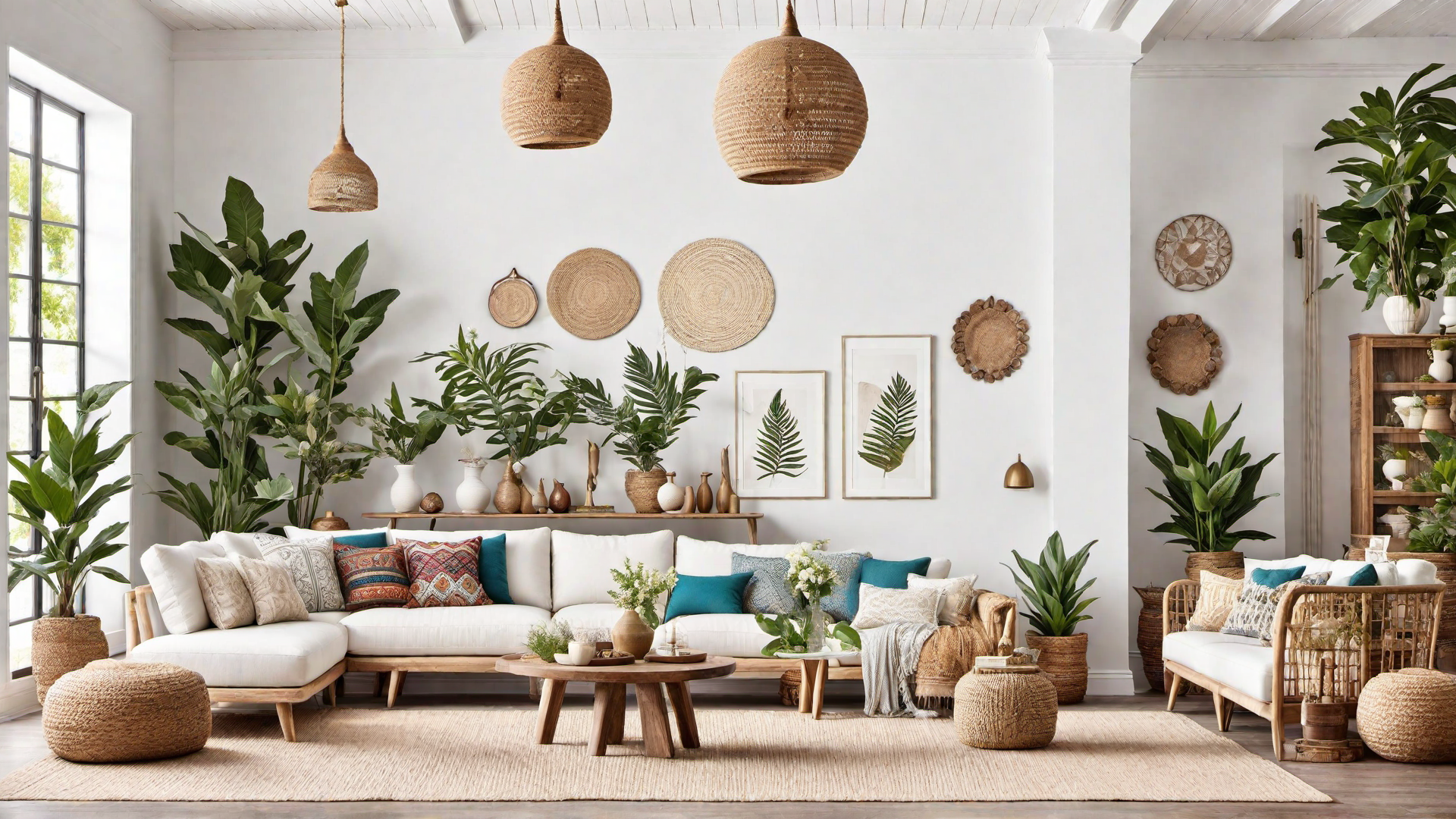 Bohemian White Living Room with Mismatched Furniture