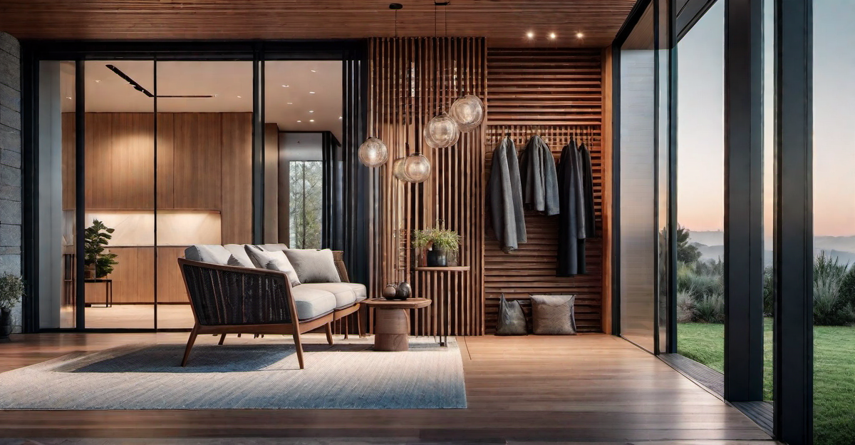 Transitional Style: Wood Slat Exterior Wall with Textured Finishes
