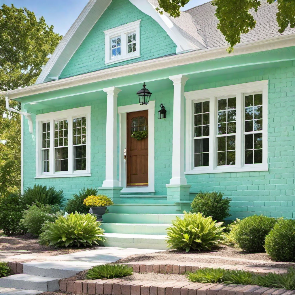 Southern Charm: Mint Green Painted Brick Exterior