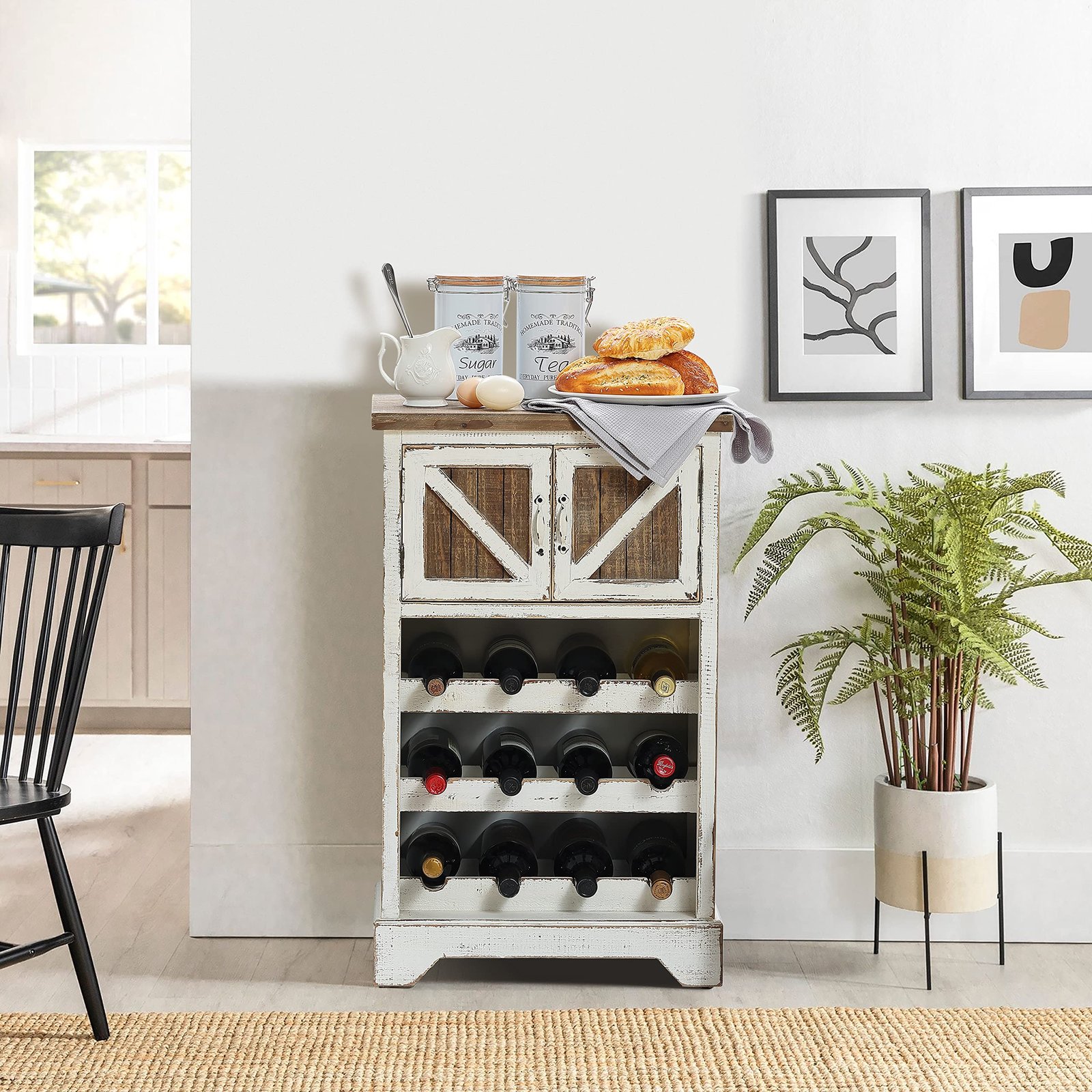 LuxenHome 31" Rustic Wine Cabinet