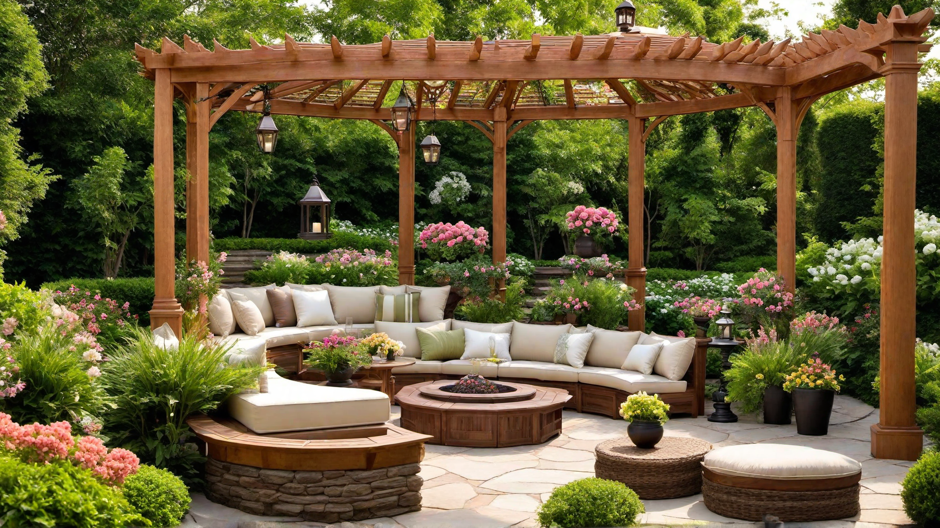 Elegant Gazebo with Cushioned Seating