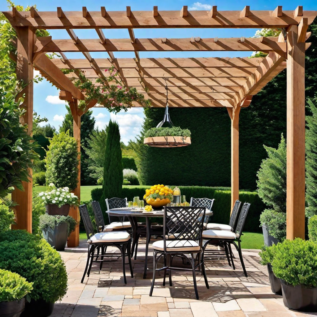 Open-air Dining: Pergola Over Outdoor Dining Area