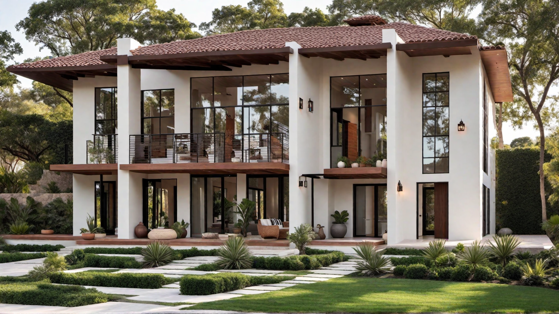 Modern Porch with Artistic Metalwork