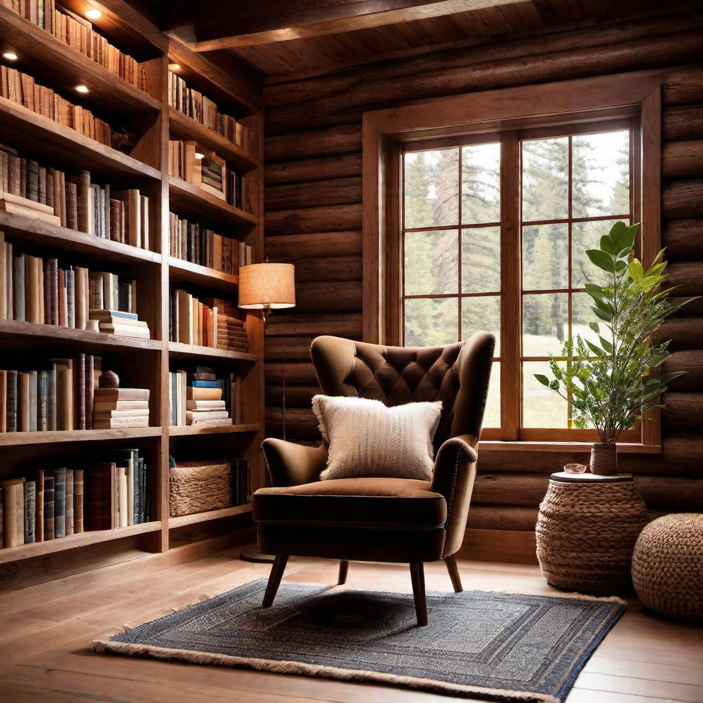 Cozy Corner: Reading Nook in a Log Cabin