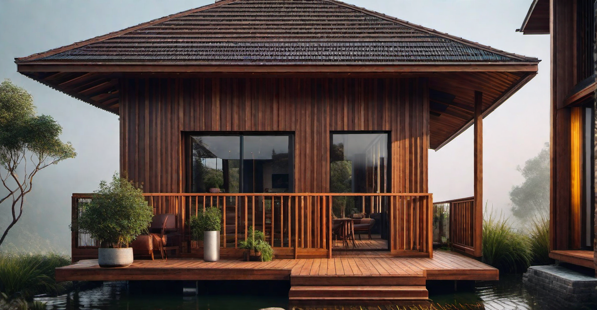 Rustic Charm: Stilt House with Wooden Accents and Warm Tones