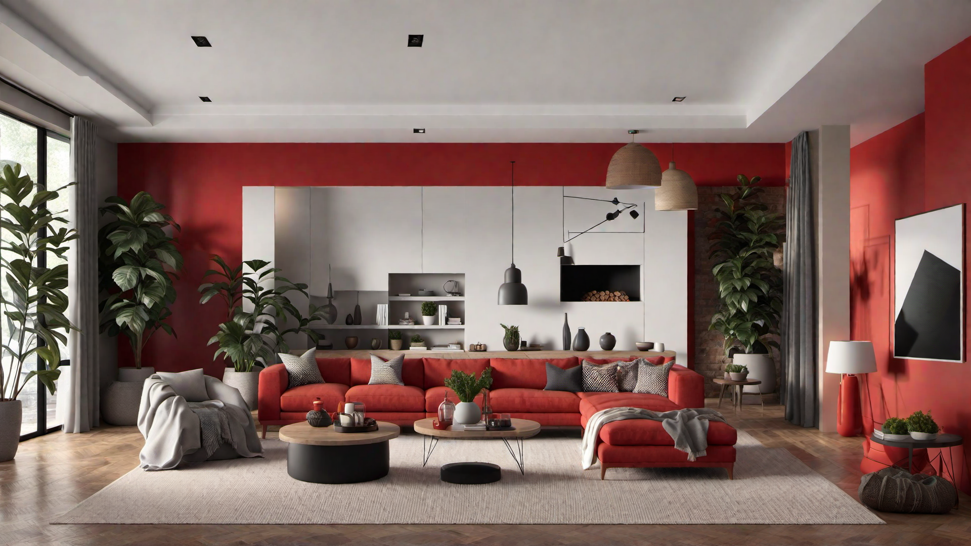 Classic Charm: Red Accent Wall for a Timeless Look