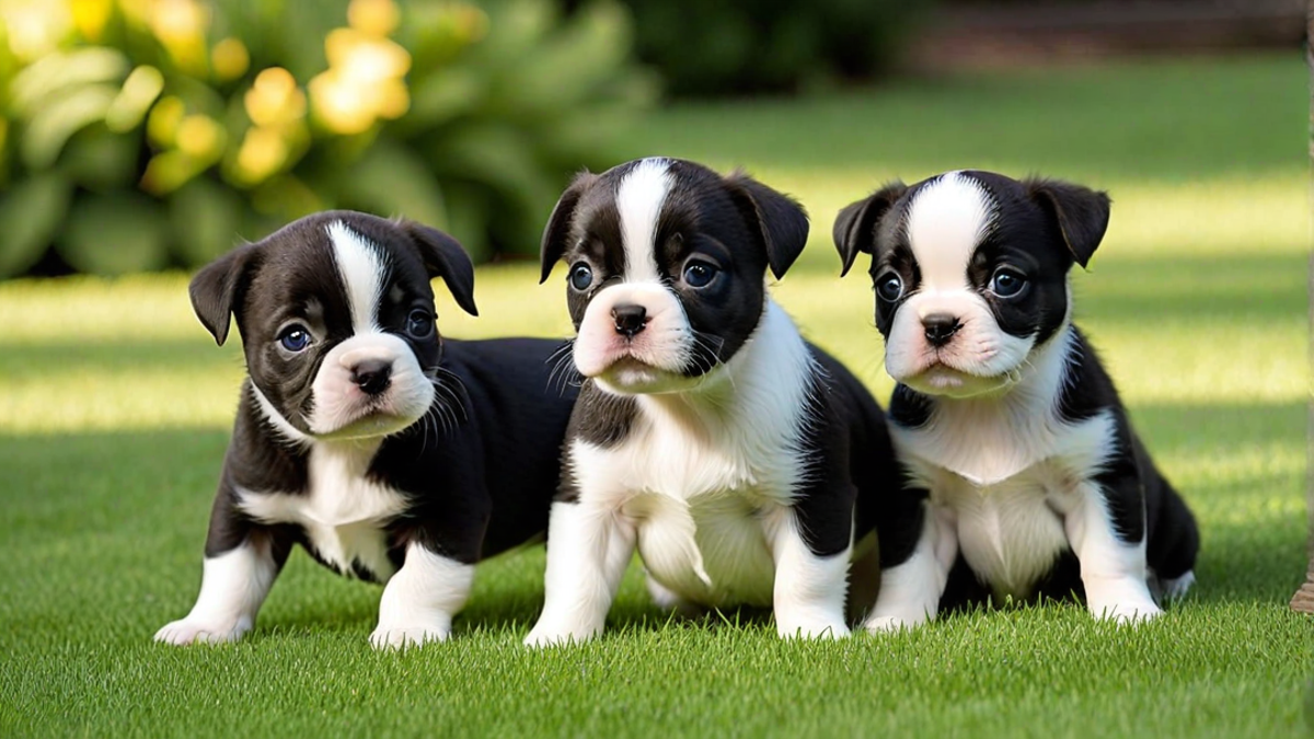 Adorable Boston Terrier Puppies Playing