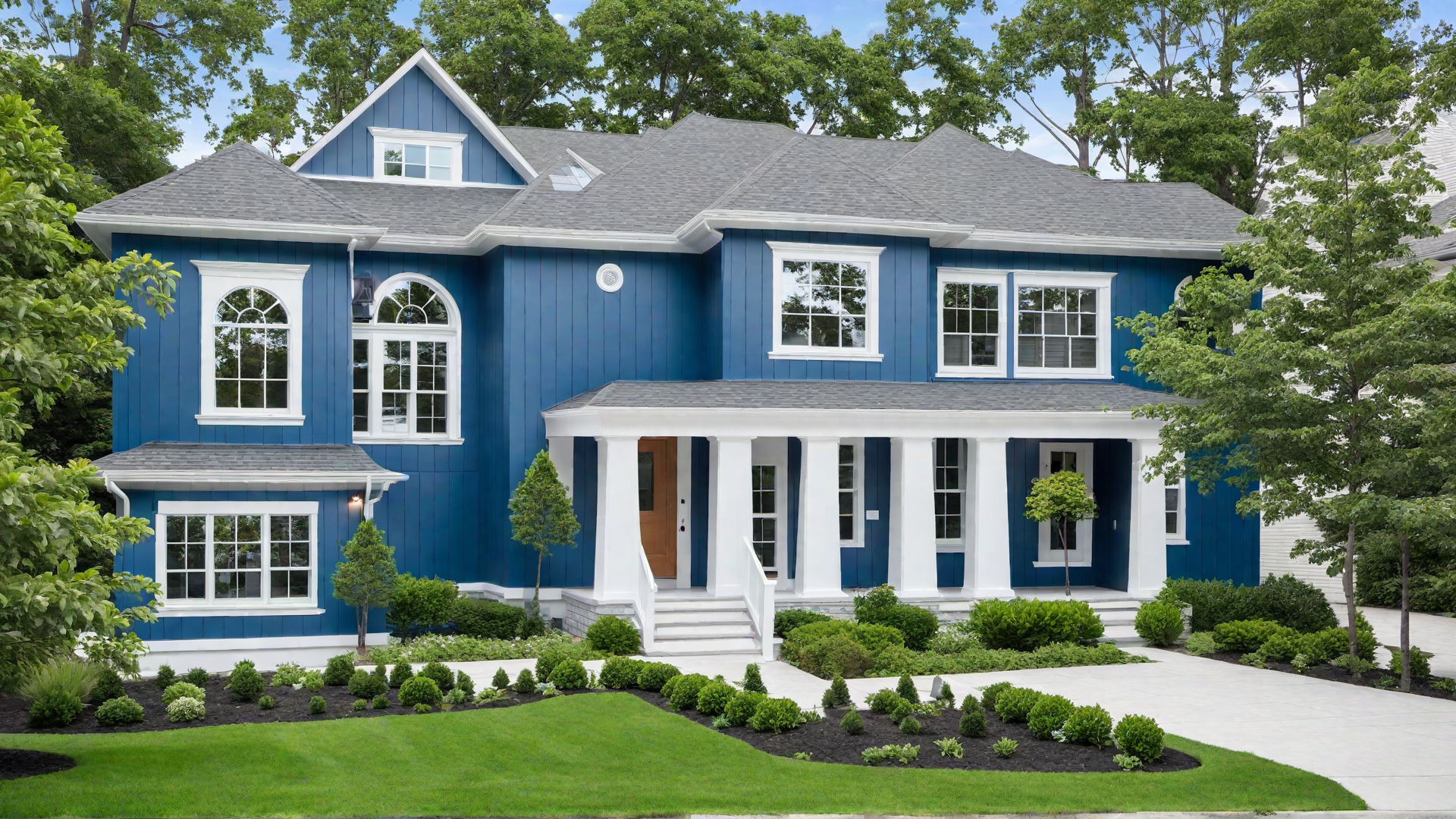 Blue Townhouse with Modern Design