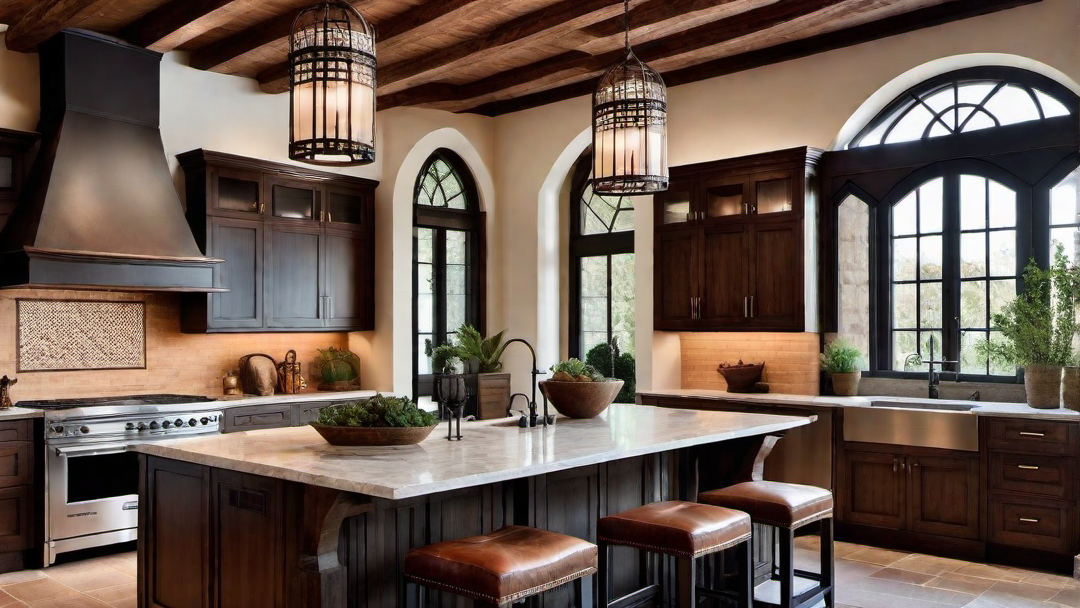 Rustic Elegance: Exposed Wood Beams in a Mediterranean Kitchen