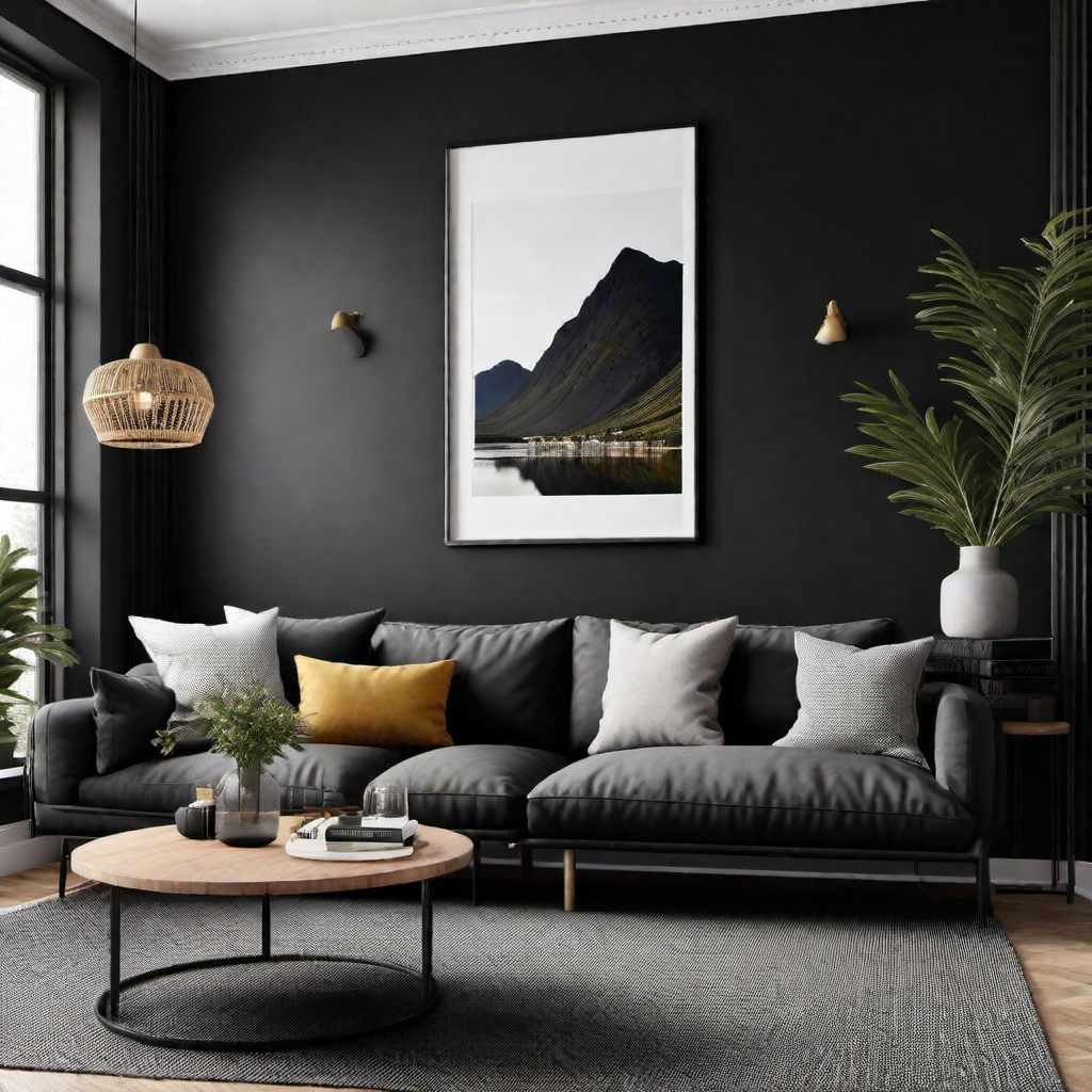 Scandinavian Style: Black Accent Wall in Nordic Home