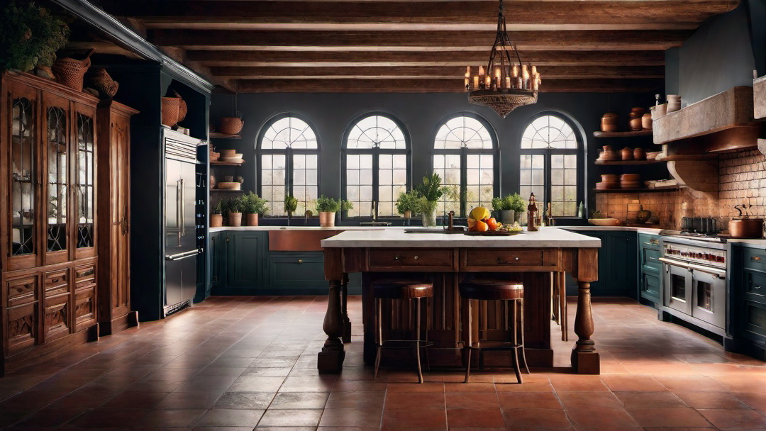 Vintage Vibes: Antique Furnishings in a Mediterranean Kitchen
