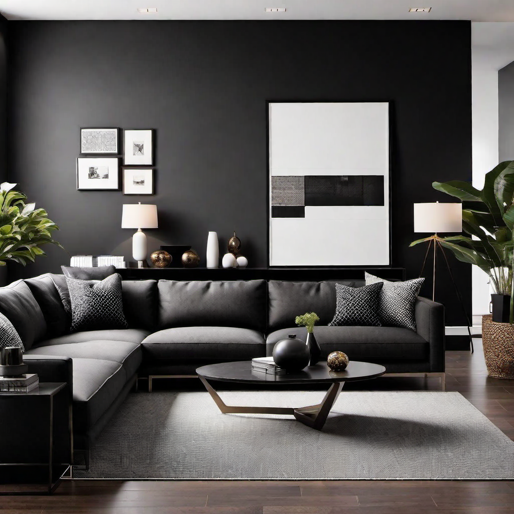 Texture Play: Black Accent Wall with Textured Surfaces