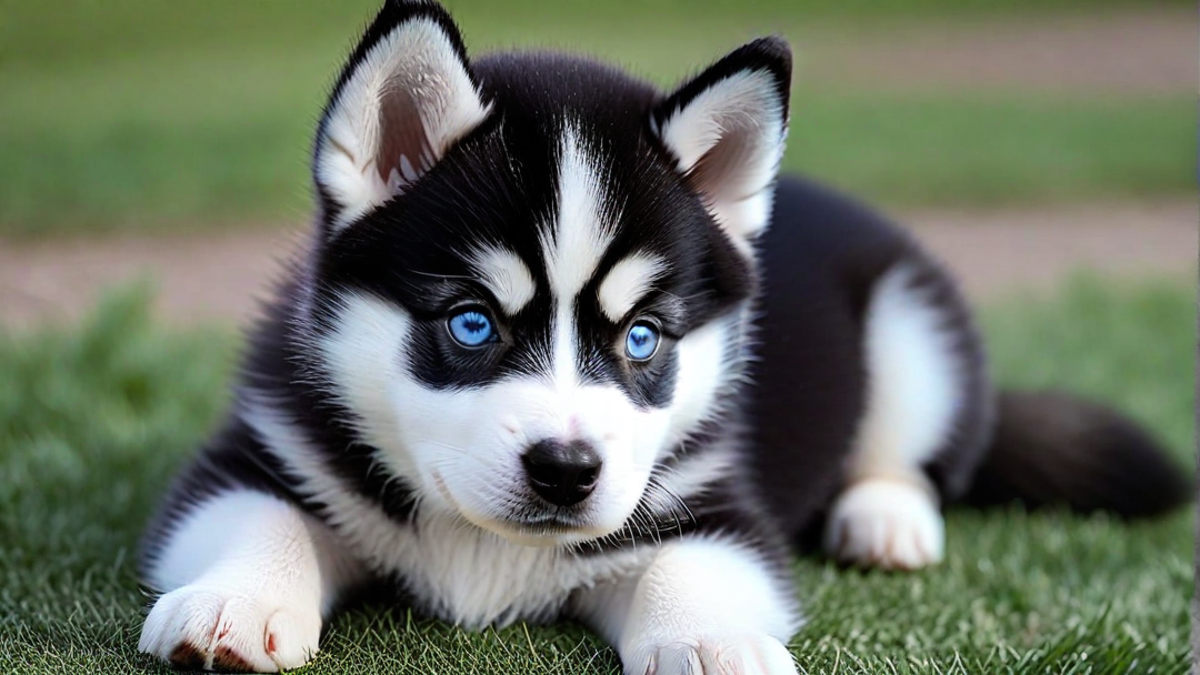 Innocent Siberian Husky Puppy Staring Into the Camera