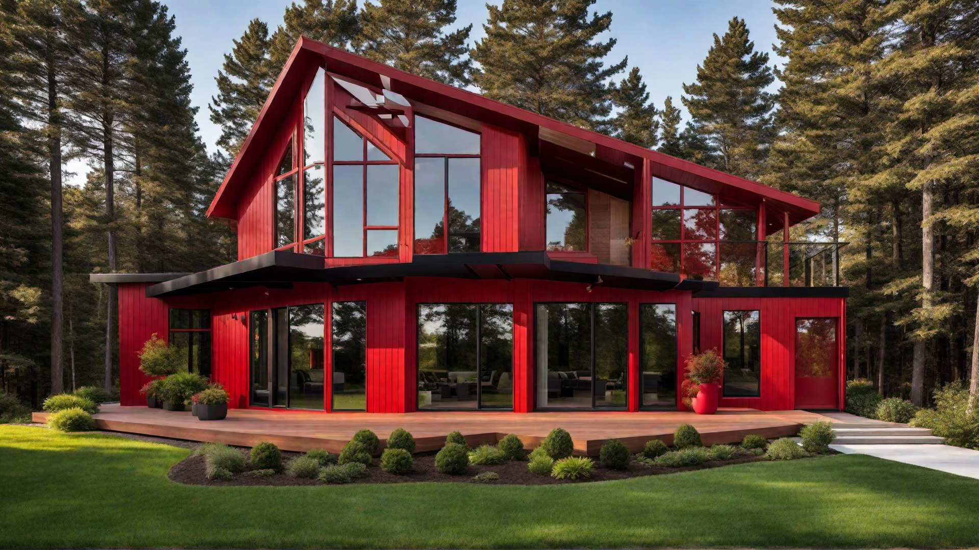 Compact Home with Red Wood Siding