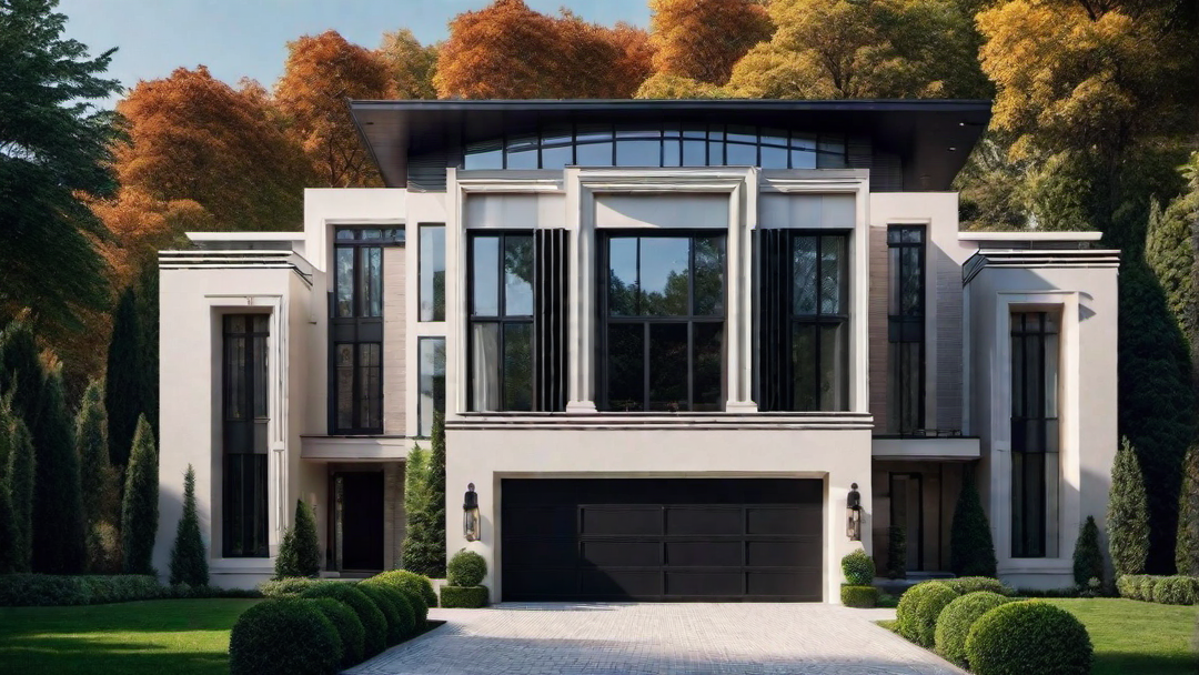 Art Deco Influence: Modern Exterior House with Vintage Flair