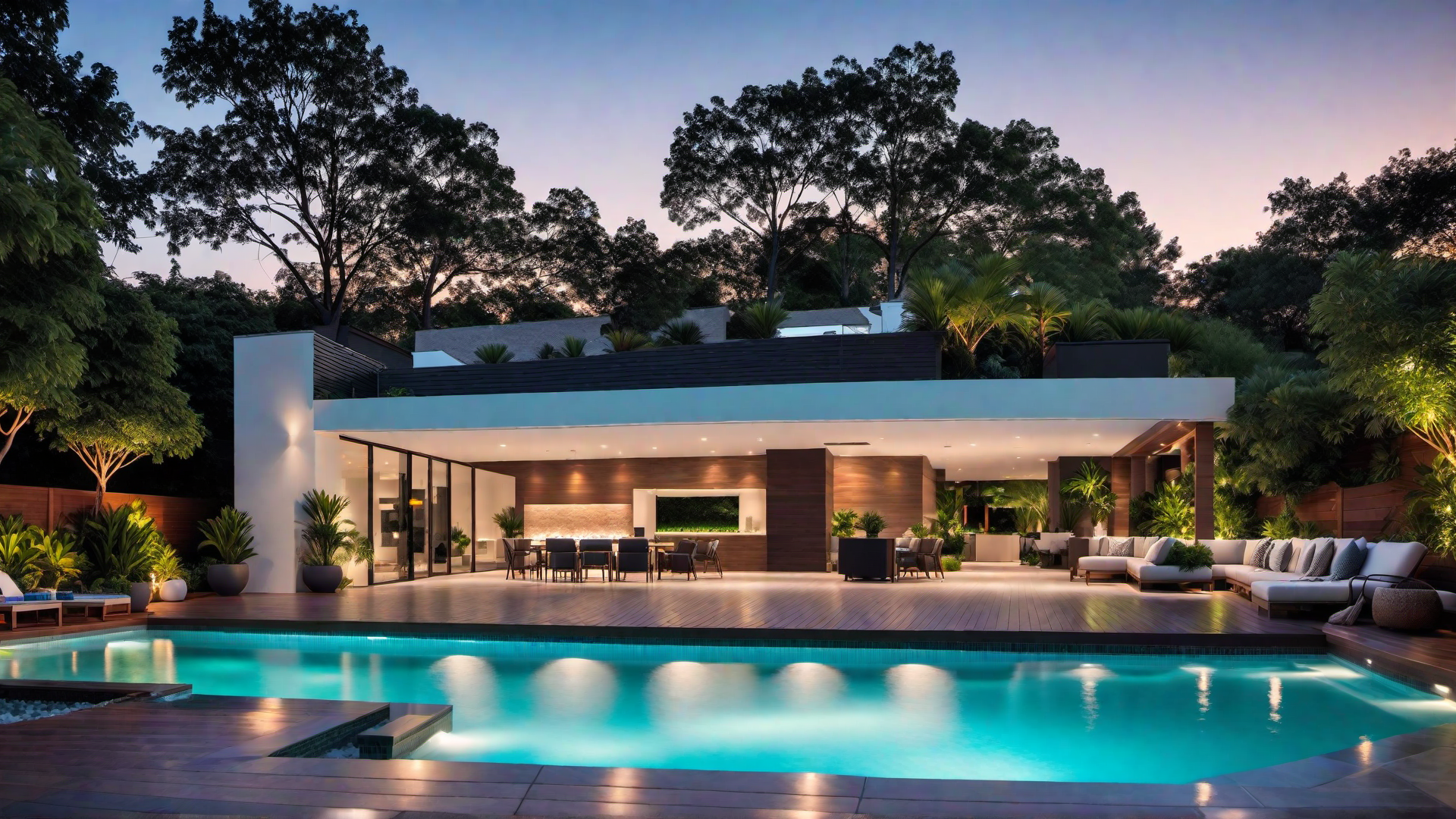 Pool with LED Lighting for Nighttime Ambiance