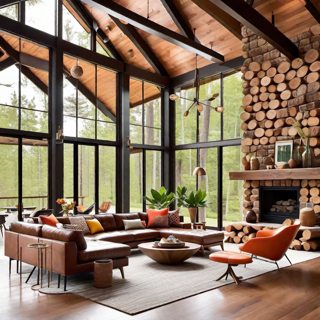 Mid-Century Modern Cabin: Retro Flair in a Rustic Setting