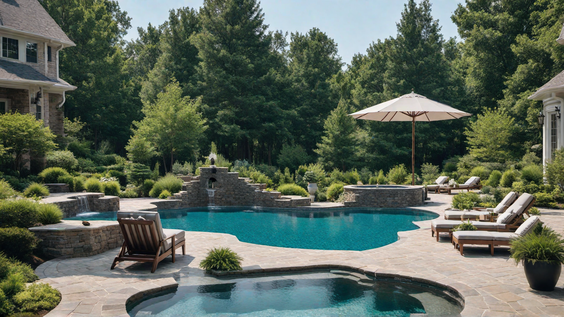 Pool with Floating Lounge Chairs and Mats