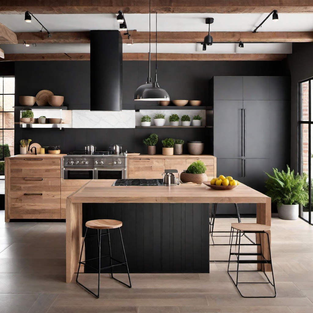 Efficient Layout: Functionality in Rustic Modern Kitchens