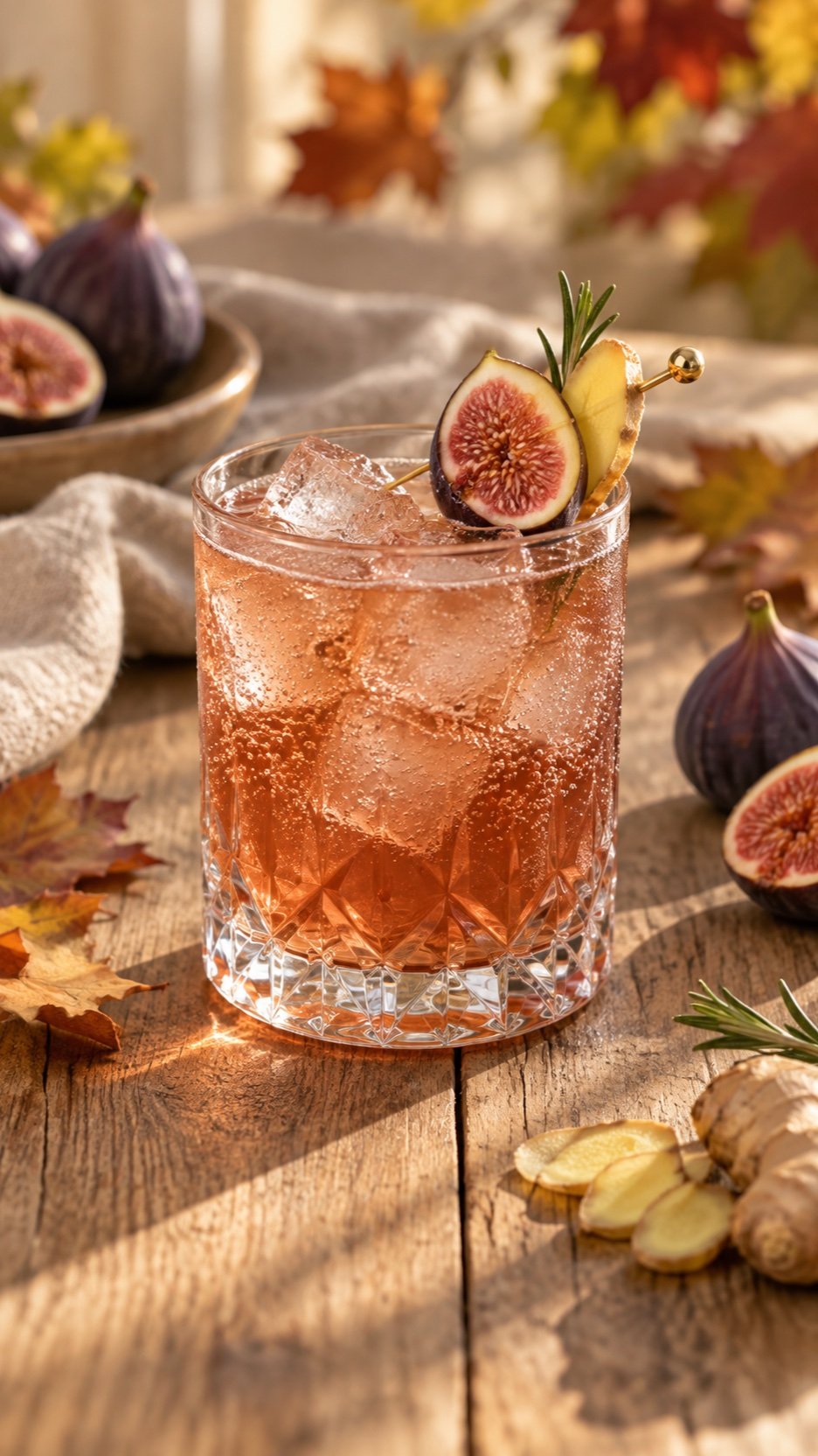 Fig and ginger harvest cooler with fresh fig garnish