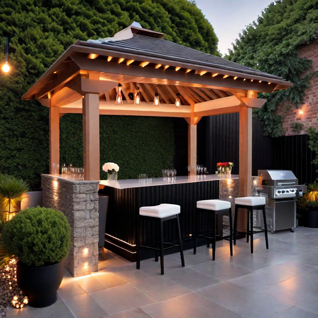 13. Setting Up a Stylish Gazebo Bar for Entertaining Guests