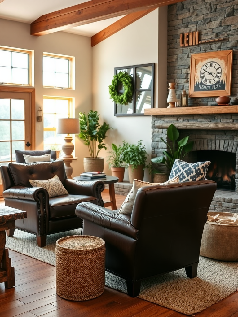 Rustic Leather Armchairs