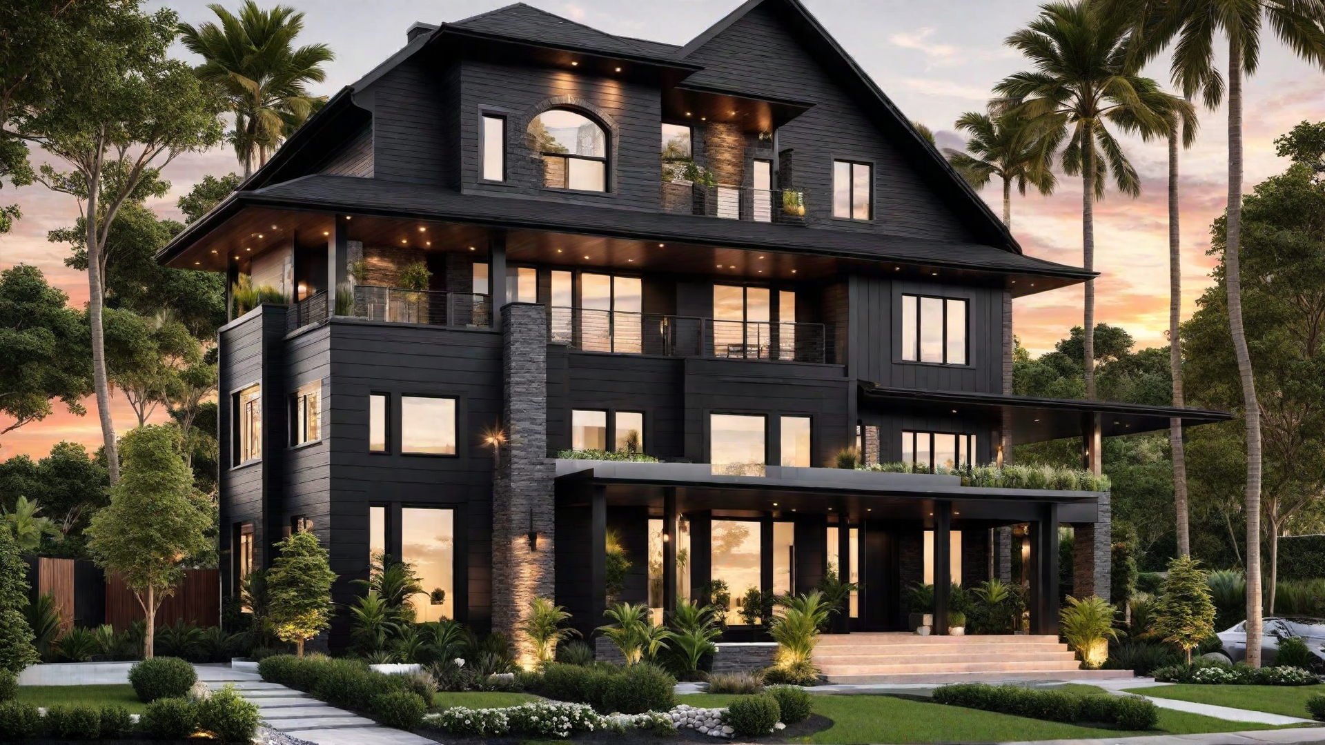 Warm Welcomes: Cozy Black Home with Inviting Porch