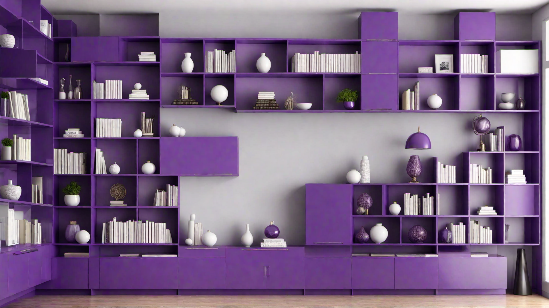 Purple Bookshelves for Organized Display