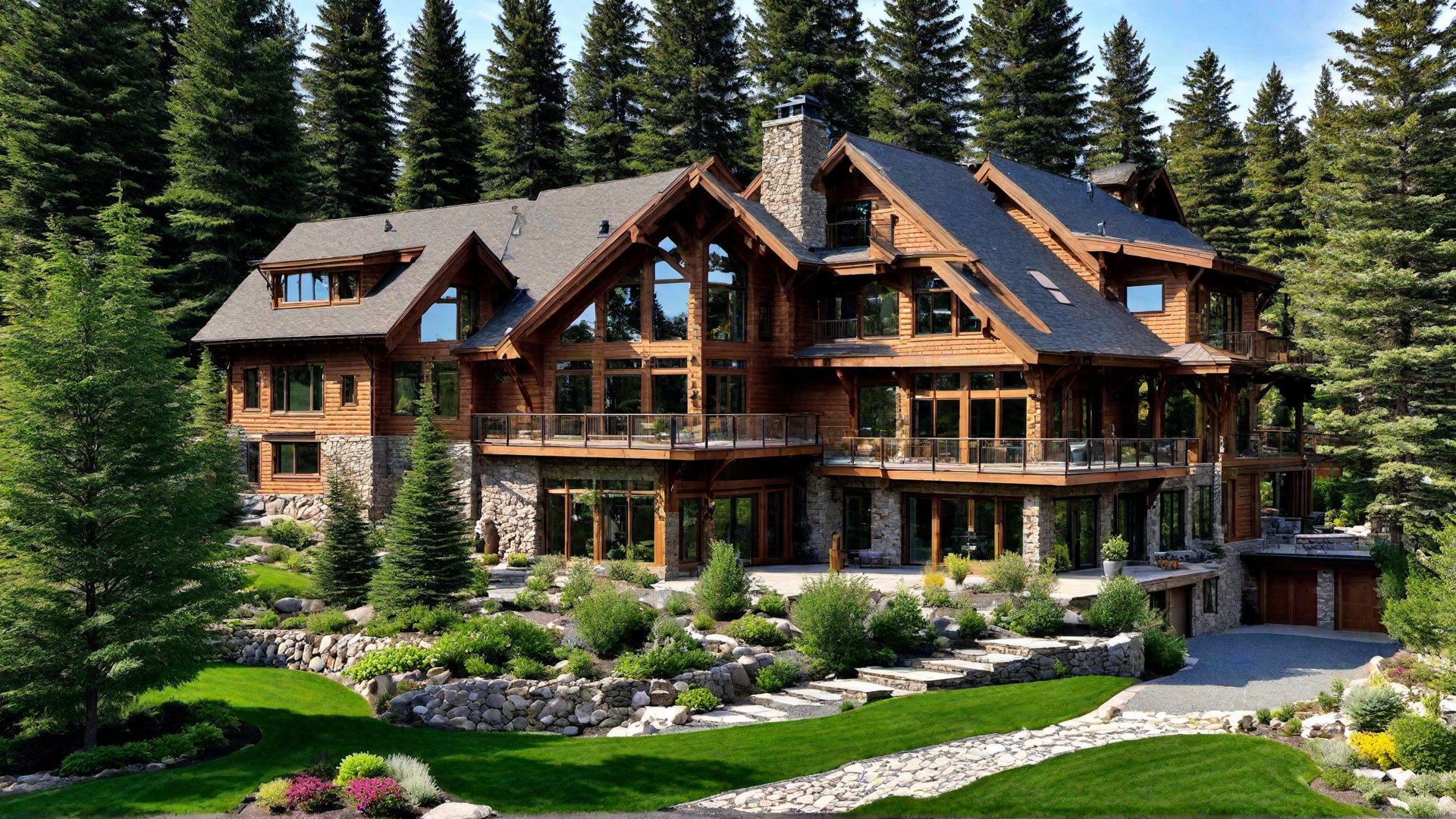 Mountain Cottage with Rock Garden Landscaping