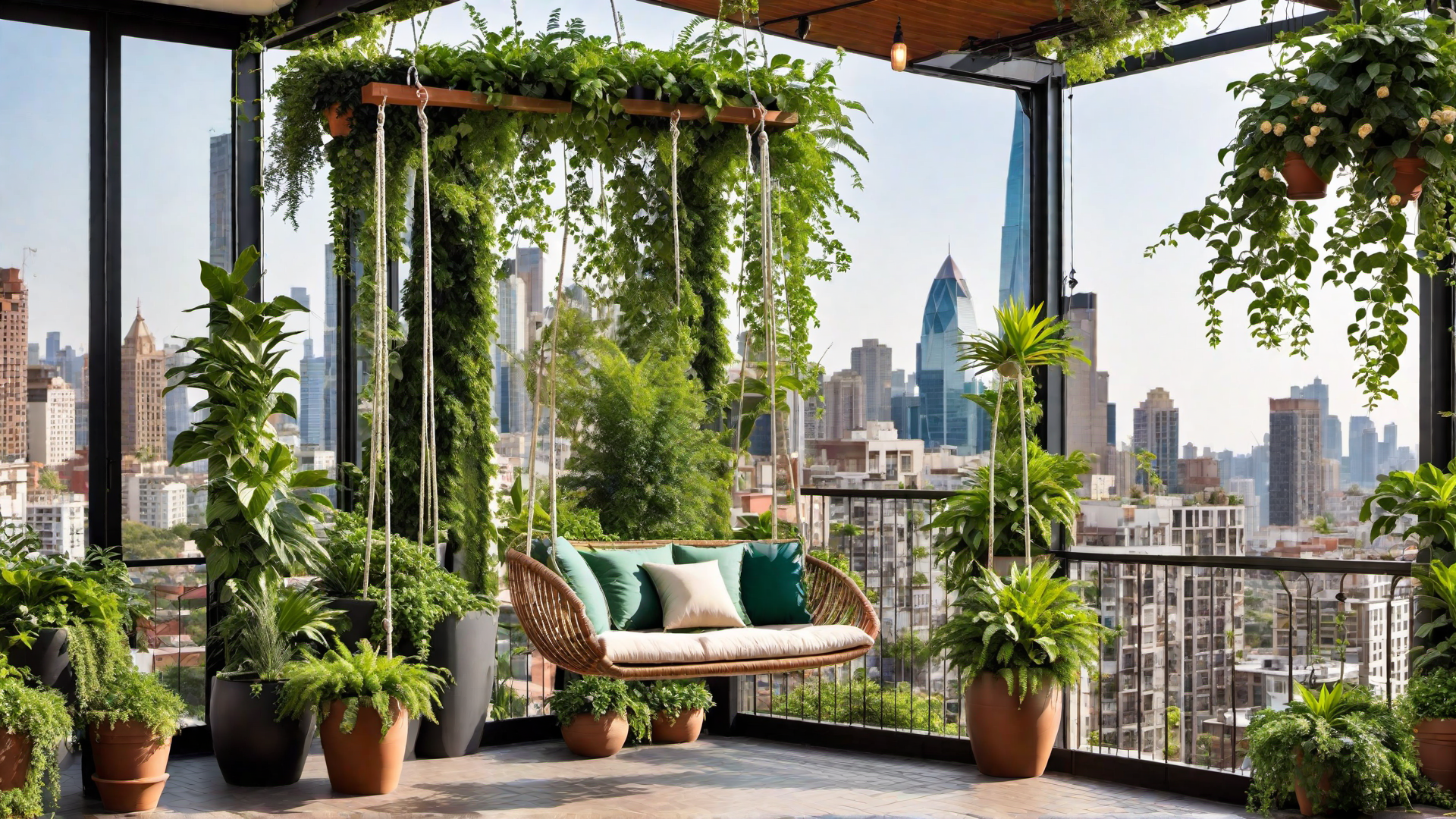 Urban Jungle Balcony with Lots of Greenery