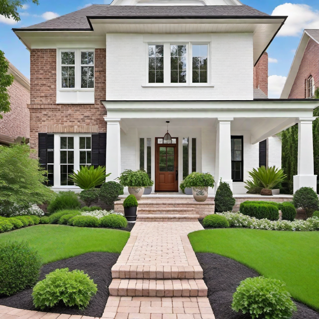 Charming All-White Painted Brick House Exterior