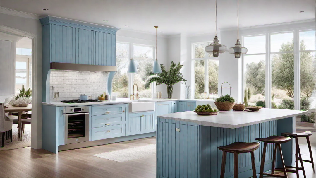 Bright and Airy Coastal Kitchen with White Cabinetry