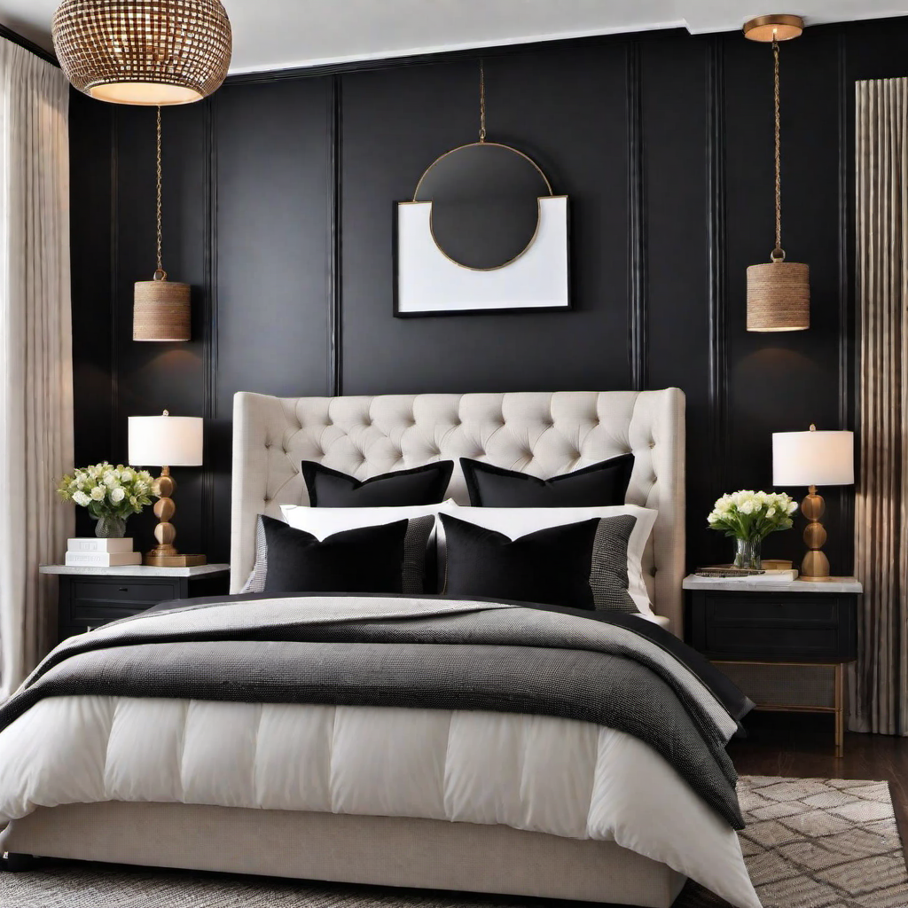 Chic Farmhouse Style: Farmhouse Bedroom Black Accent Wall