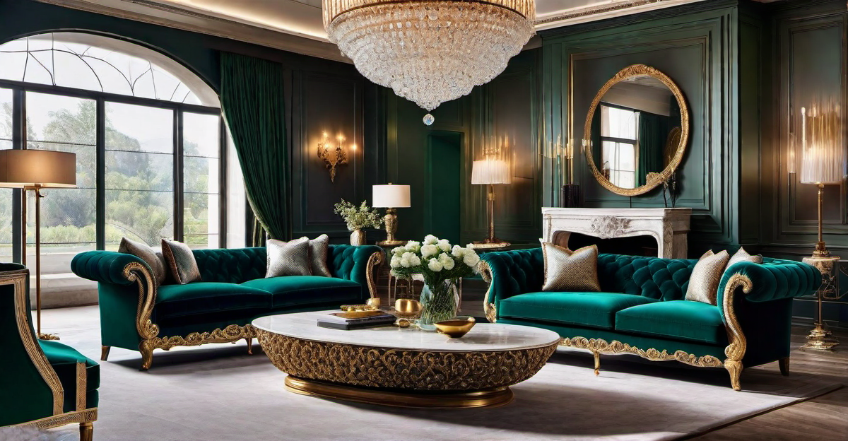 Palatial Comfort: Luxe Jewel-Toned Sectional Sofas for Elegant Living Rooms
