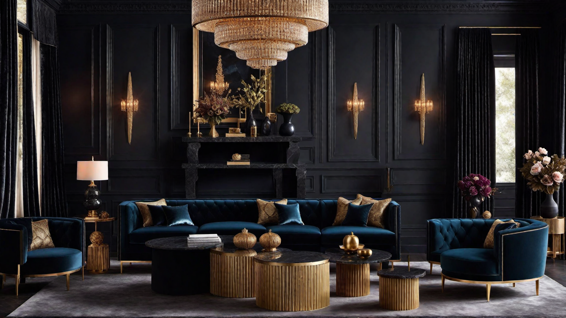 Dark Glamour: Luxe Fabrics and Metallic Finishes