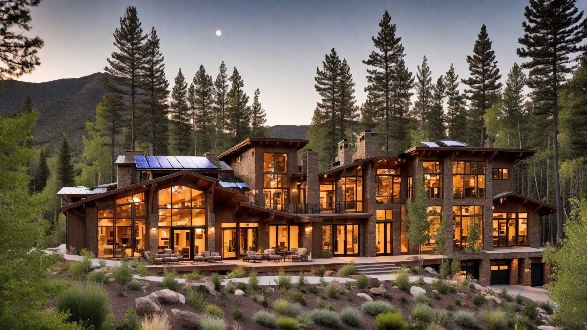 Eco-Friendly Mountain Home with Solar Panels