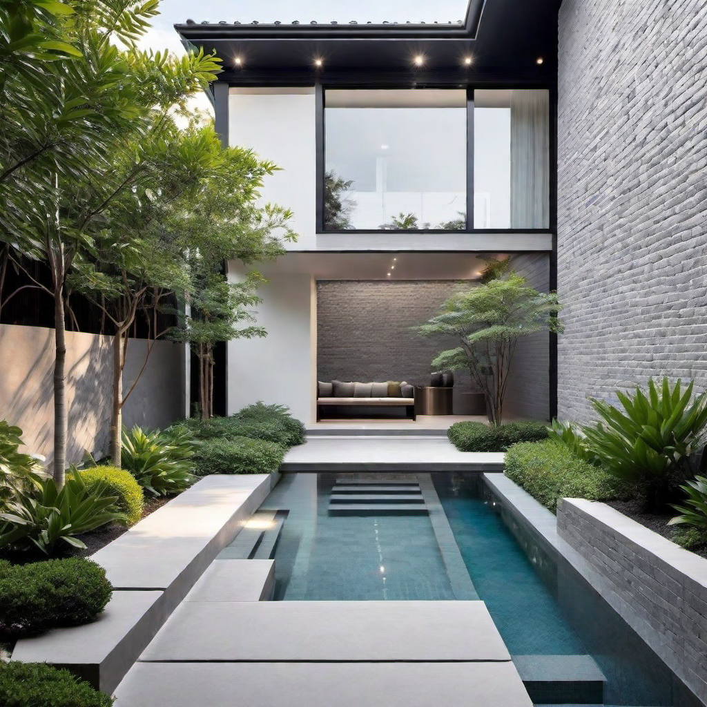 Zen Retreat: Grey and White Painted Brick House Exterior