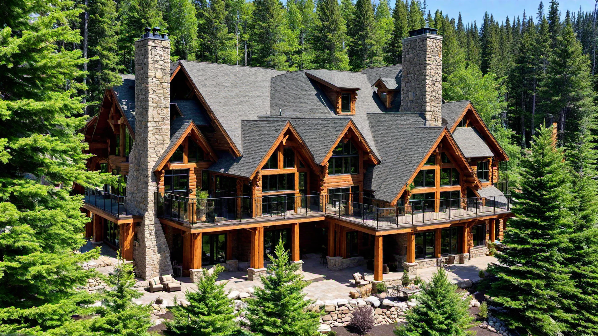 Log Cabin with Traditional Hearth and Chimney