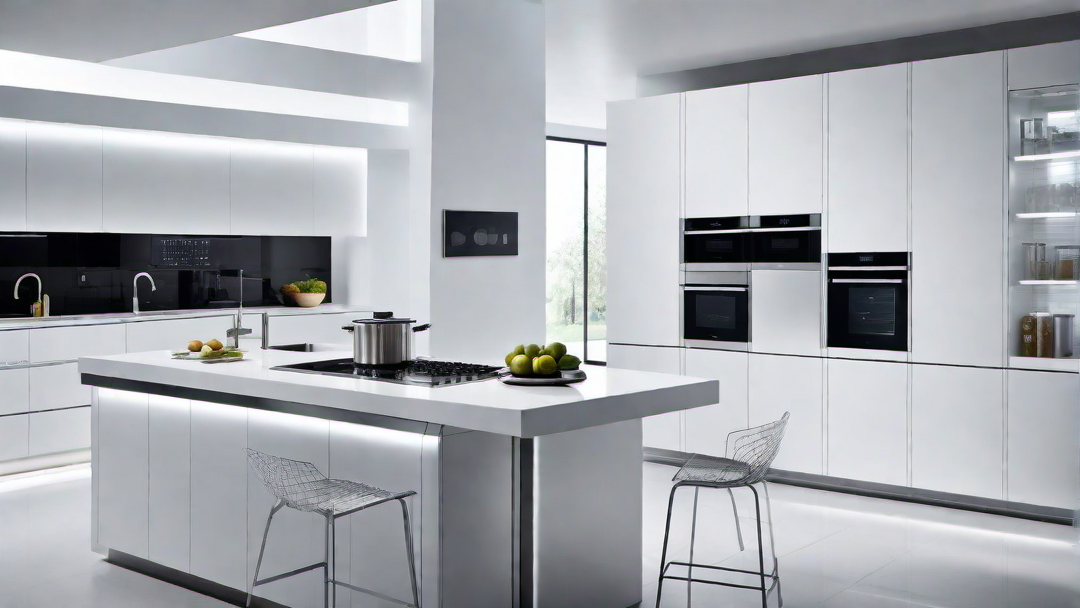 Smart and Sleek: White Kitchen with High-Tech Appliances