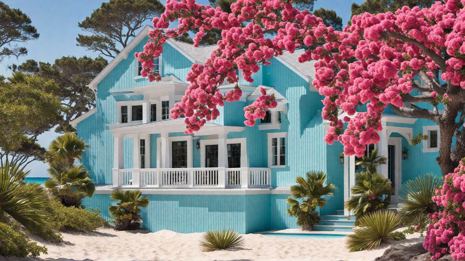 Coral Reef Colors: Bright Pinks and Blues in Exterior Design