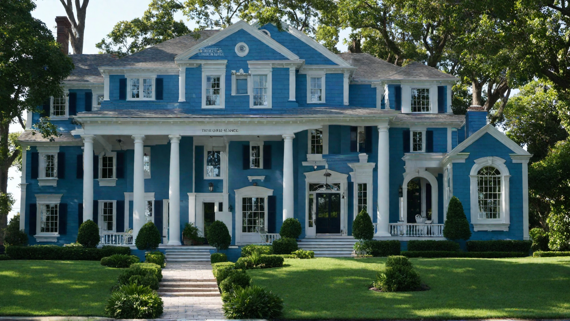 Blue Colonial Revival Home