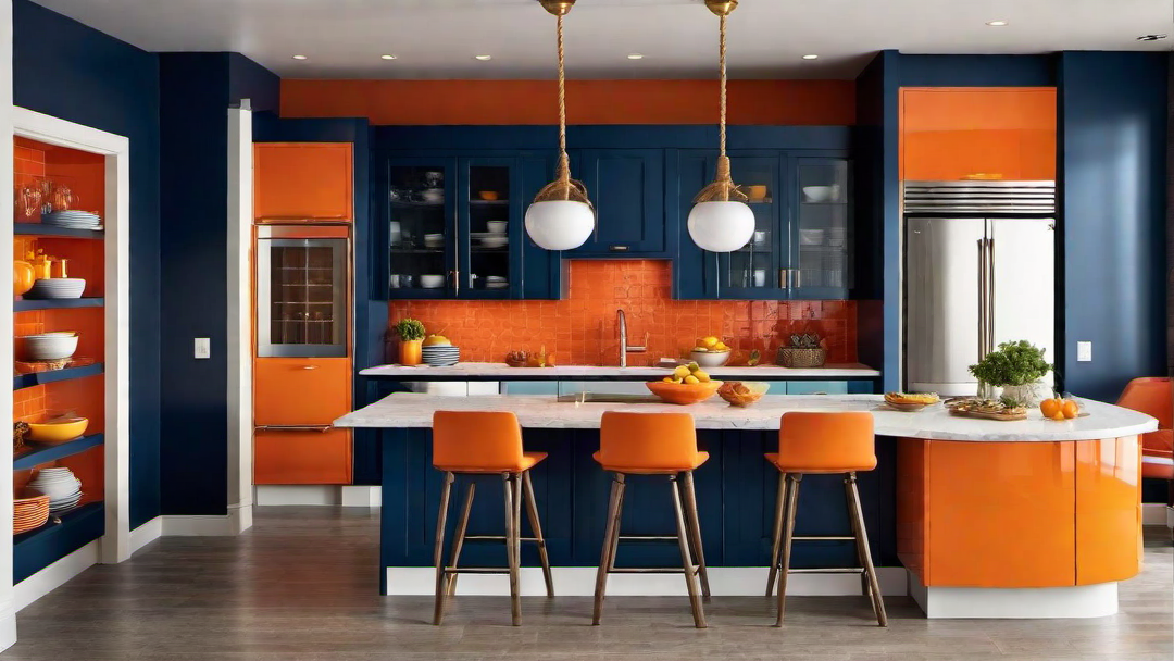 Seaside Escape: Nautical Theme in an Orange and Blue Kitchen