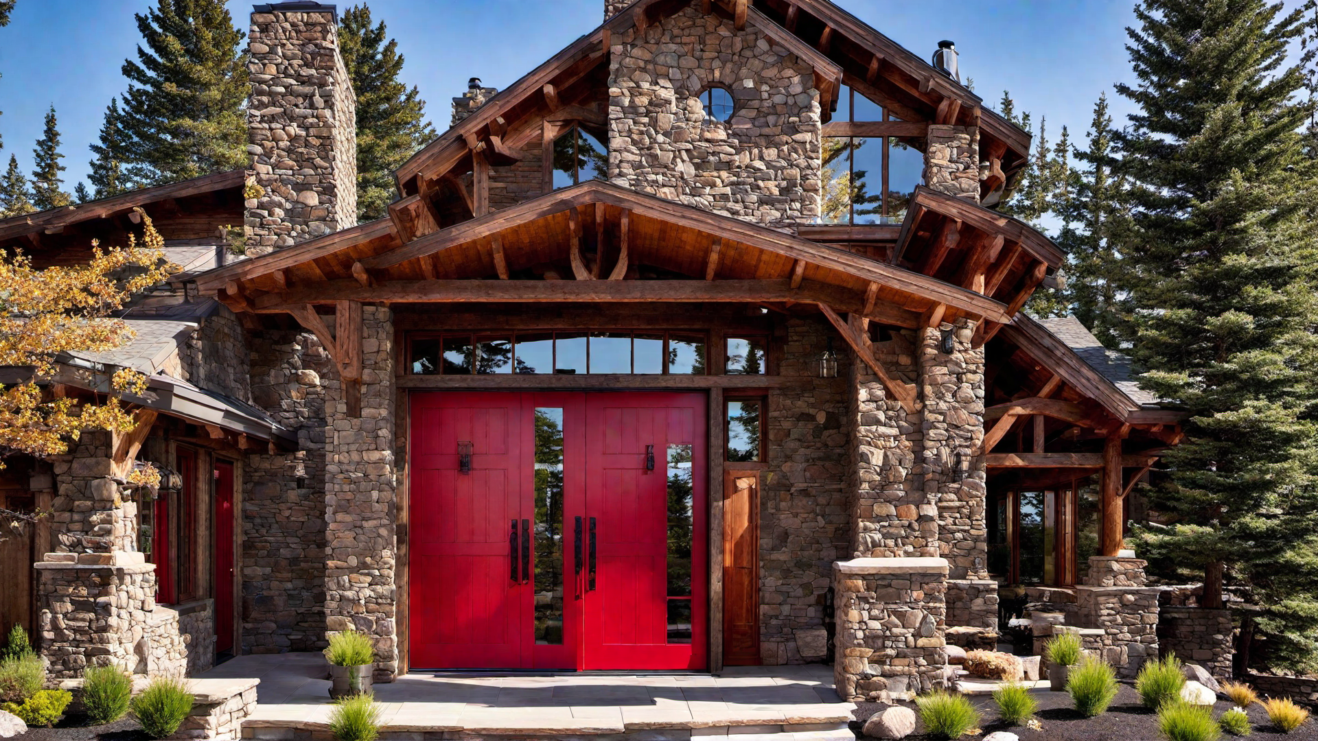 Compact Mountain Cottage with Bold Red Door