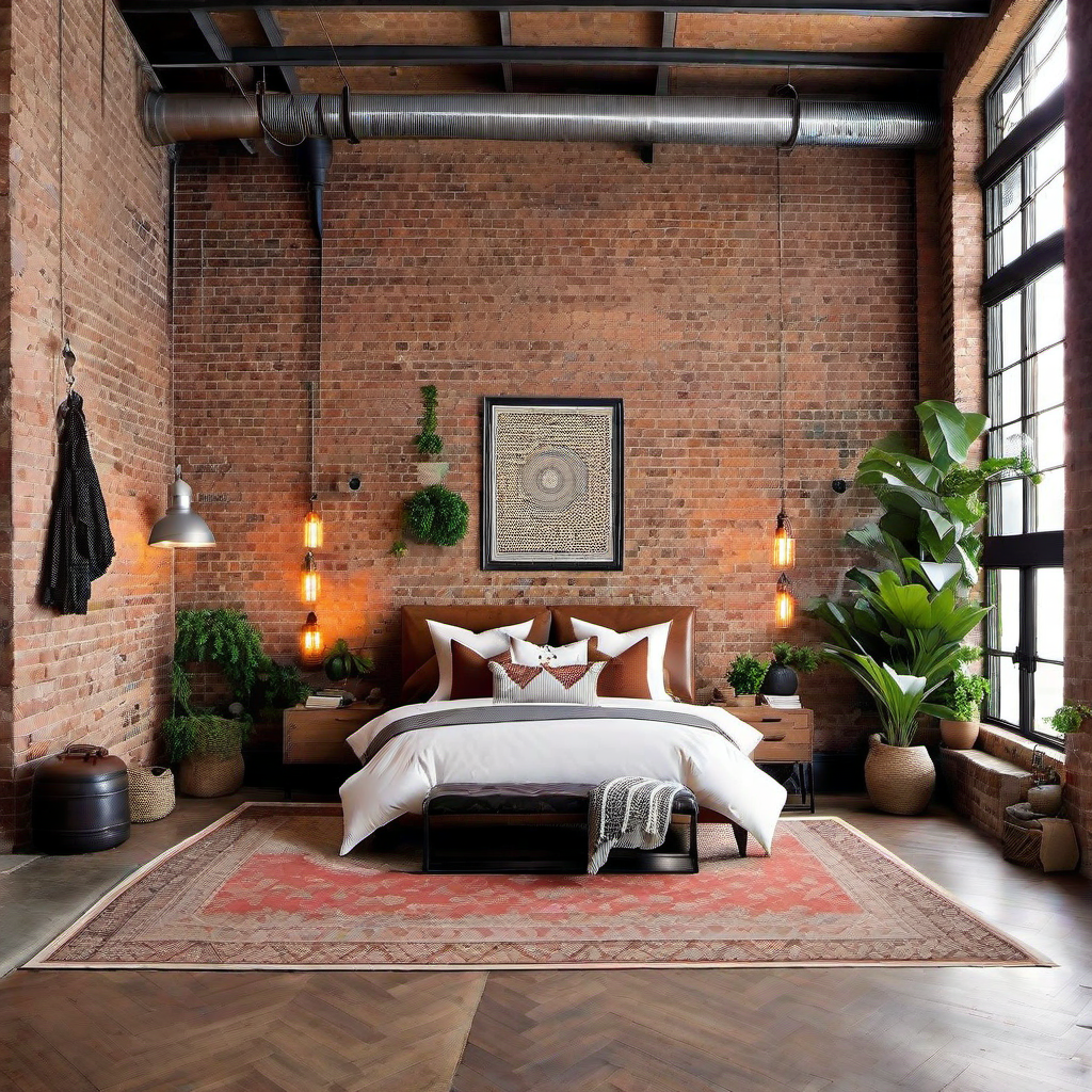 Industrial Bedroom Rug Ideas: Vintage Persian Rugs