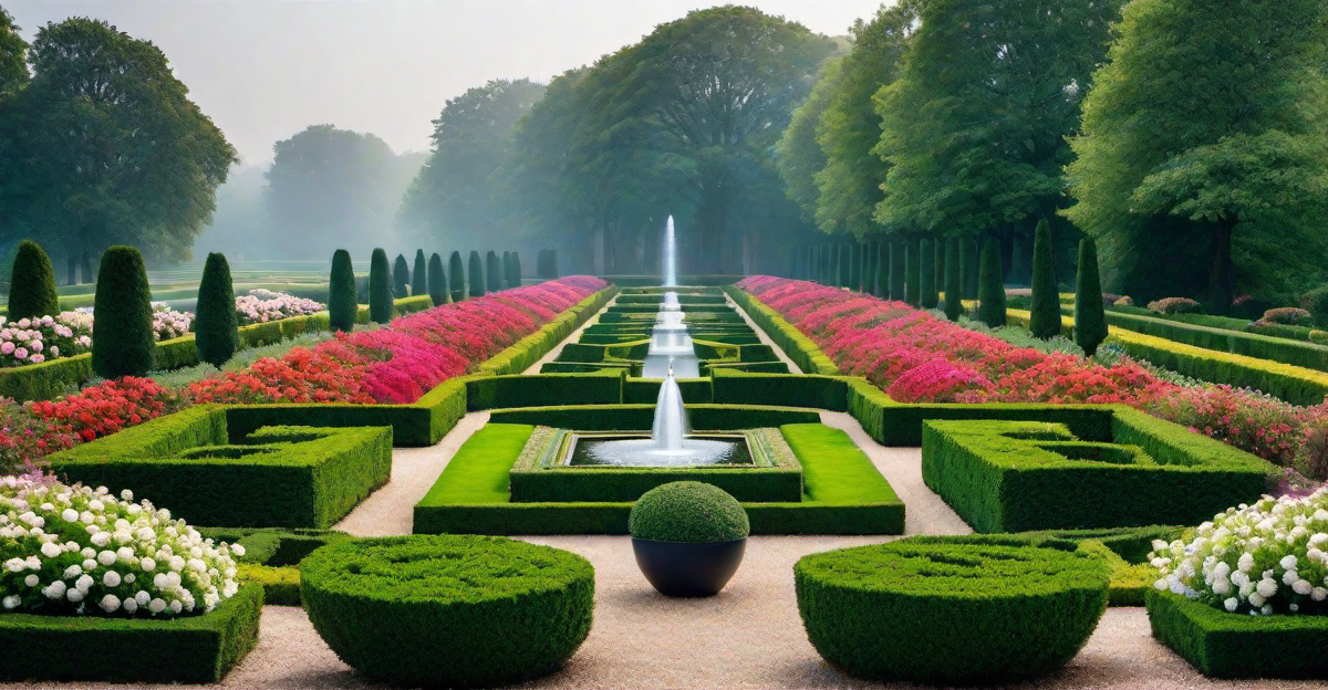 Formal Garden Elegance: Embracing Symmetry and Colorful Floral Displays