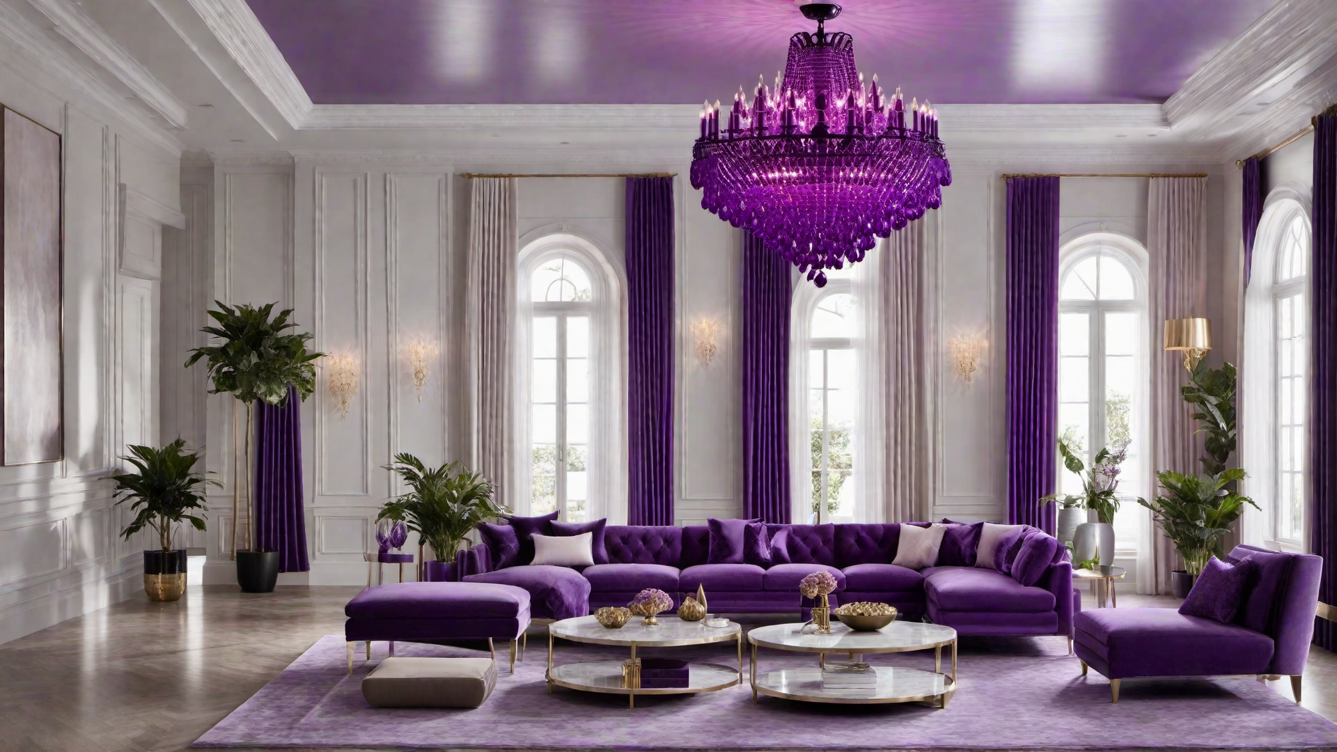 Glamorous Purple Chandelier to Elevate the Space