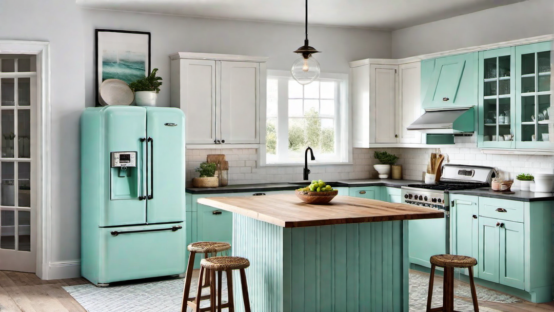 Vintage Appeal: Retro Appliances in Coastal Kitchen